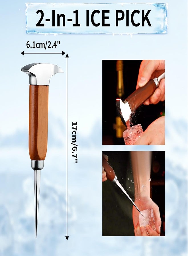 MCSDFN Ice Pick Tool with Wood Handle, Stainless Steel Ice Picks for Breaking Ice, Ice Carving Tools Bar Tools for Kitchen, Bars, Bartender, 6.7 Inch - Image 2